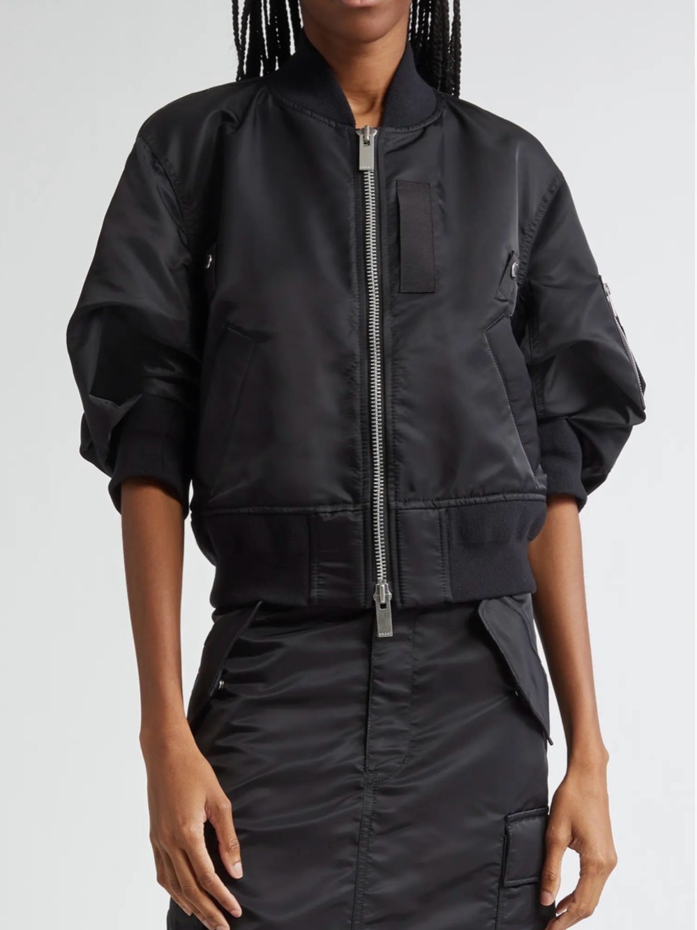 Black Bomber Jacket - Women's Classic Zip Front